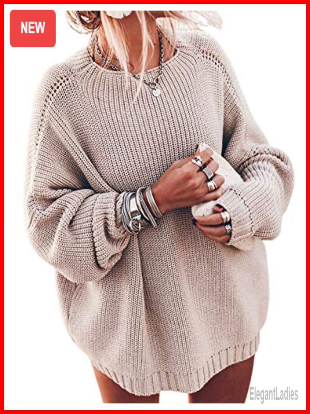 Oversized Chunky Knit Batwing Sleeve Mock Neck Pullover Sweater